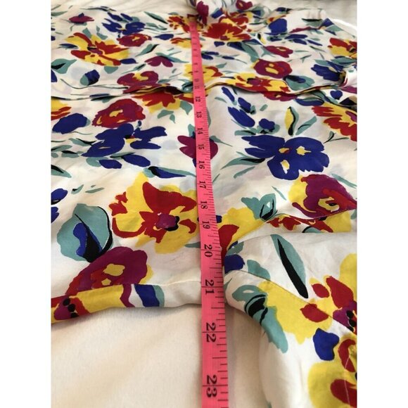 Vintage Ann Tjian for Kenar Shirt Women's M Floral 100% Silk Button-up Colorful - Picture 6 of 7